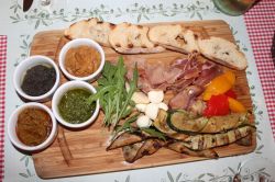 Antipasto: Jamon, mozzarella, parmesan, eggplant caviar, basil and tomato pesto, vegetables