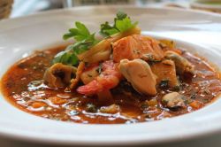 Thick soup with squid, mussels, pike perch and salmon